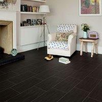Vinyl Flooring UK Black Tile Effect Cushion Backed Vinyl Flooring Sheet | Size: 4000mm x 4000mm