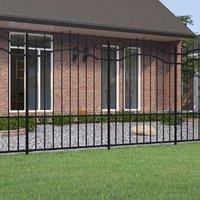 Berkfield Home Garden Fence with Spear Top Black 190 cm Powder-coated Steel