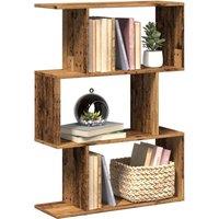 Room Divider Bookcase 3-Tier Old Wood 70x24x97 cm Engineered Wood