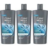 Dove Men's Men+Care 3-in-1 'Body, Face & Hair Wash' 700ml, 3 Pack in Grey