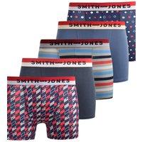 Smith & Jones Men's Nellary Assorted Designs Boxer Shorts (Pack of 5) | Size: Medium