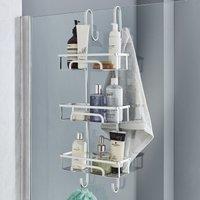 House of Home Shower Caddy Over Door 3 Tier Large Aluminium Bathroom Storage Rack Organiser in White
