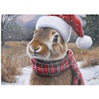 Warren Reed - Designer Snowy Christmas Brown Rabbit Glass Chopping Board