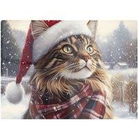 Warren Reed - Designer Christmas Maine Coon Glass Chopping Board