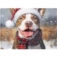 Warren Reed - Designer Snowy Christmas English Bull Terrier Glass Chopping Board