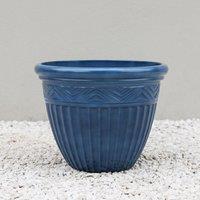 Primrose Round Patio Plant Container Planter Marine Blue 44cm