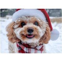 Warren Reed - Designer Christmas Cavapoo Glass Chopping Board