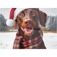Warren Reed - Designer Christmas Brown Doberman Glass Chopping Board
