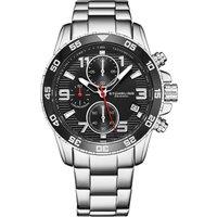 STHRLING Original Men's Concorso Quartz 40mm Chronograph Watch with Stainless Steel Link Bracelet in Black