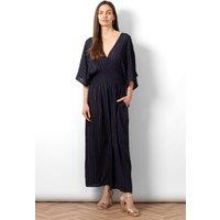 Sarta Women's Lyra Deep V-neck Jumpsuit - Navy Blue, Metallic Stripe | Size: Large
