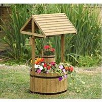 Marco Paul 120cm Wooden Wishing Well Planter in Light Tan