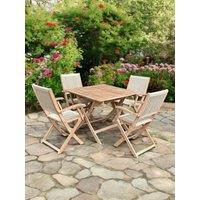 Royalcraft LONDON 90cm Square Folding Set with 4 London Rope Folding Armchairs in Natural