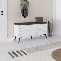 Decortie 4 Doors Shoe Bench 'Dune' Modern Design with Metal Legs Width 107cm in White | Size: 1 Pack