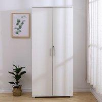 Moderna Tall White Wooden Filing Cabinet, 4 Shelves, Lockable 2 Door Office Unit
