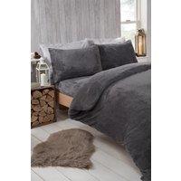 OHS Thermal Soft Teddy Fleece Duvet Cover Bedding Set in Charcoal | Size: Super King