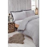 OHS Thermal Soft Teddy Fleece Duvet Cover Bedding Set in Light Grey | Size: Super King