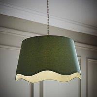 ValueLights Mabel Linen Large 30cm Scallop Edge with Trim Ceiling Light Lamp Shade in Green
