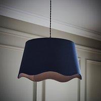 ValueLights Mabel Linen Large 30cm Scallop Edge with Trim Ceiling Light Lamp Shade in Navy