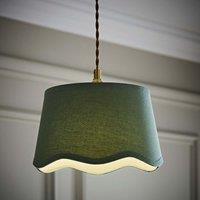 ValueLights Mabel Linen Small 20cm Scallop Edge with Trim Ceiling Light Lamp Shade in Pale Green