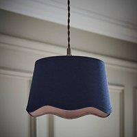 ValueLights Mabel Linen Small 20cm Scallop Edge with Trim Ceiling Light Lamp Shade in Navy