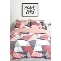 OHS Shapes Teddy Duvet Cover Pillowcase Bedding Set in Light Pink | Size: Double