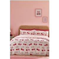 Catherine Lansfield 'Cherries & Bows' Reversible Duvet Cover Set in Pink | Size: Double