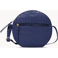 Assots London Women's JANE' Embossed Croc Leather Round Designer Crossbody Bag in Navy