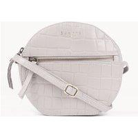 Assots London Women's JANE' Embossed Croc Leather Round Designer Crossbody Bag in Light Grey