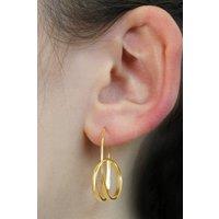 Otis Jaxon London Women's Double Loop Unusual Sterling Silver Hoop Earrings in Gold