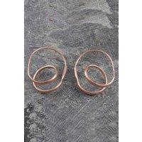 Otis Jaxon London Women's Double Loop Unusual Sterling Silver Hoop Earrings in Rose Gold