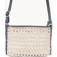Assots London Women's LEATHER LOOM' Real Leather Woven Crossbody Bag in Light Beige