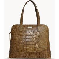 Assots London Women's EVA' Croc Embossed Real Leather Designer Unlined Tote Bag in Mustard