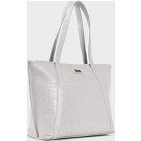 Assots London Women's AGNES' Croc Embossed Real Leather Designer Tote Bag in Light Grey