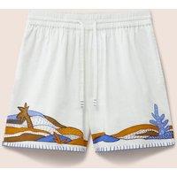 Gandys Women's Benoa Elasticated Relaxed Fit Cotton Shorts with Side Pockets in White | Size: Medium