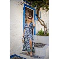Liquorish Women's NAVY FLORAL PRINT MAXI DRESS | Size: 14