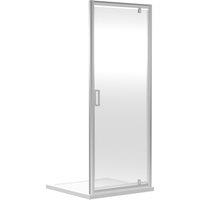 Balterley Toughened Safety Glass Reversible Pivot Shower Door Chrome 6mm 900mm in Silver