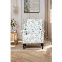 Vintage Upholstered Armchair with Wooden Legs