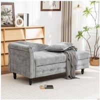 Left Hand Facing Chenille Chaise Lounge with Storage and Pillow