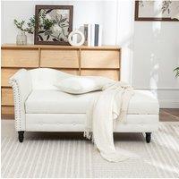 Left Hand Facing Chenille Chaise Lounge with Storage and Pillow