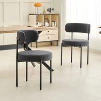 Xample Set of 2 Dining Chairs with Soft Teddy Fabric for Kitchen, Living Room, or Study in Black