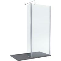 Balterley 8mm Glass Wetroom Screen & Return Chrome & Grey Tray 1400 x 800mm in Silver