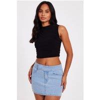 Quiz Women's Dark Indigo Denim Embellished Skirt | Size: 8