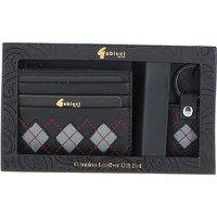GABICCI Men's '304' Real Leather Card Holder & Key Ring Gift Set in Black