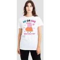 Hasbro Women's Peppa Pig Mummy Pig He Or She T-Shirt, White | Size: Large