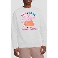 Hasbro Women's Peppa Pig Pink Or Blue Mummy Pig Loves You Sweatshirt, White | Size: 2XL
