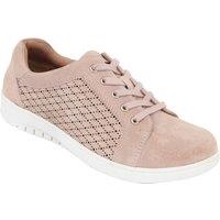 Amber Women's Wide EE Fit Suede Punchwork Lace-Up Shoe - Soft & Breathable Everyday in Pink | Size: 5