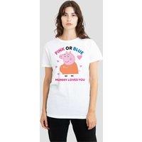 Hasbro Women's Peppa Pig Pink Or Blue Mummy Pig Loves You T-Shirt, White | Size: Small