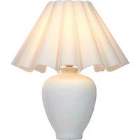 Lighting Collection Ceramic Lamp With Scallop Edge Shade Table Lamp in White