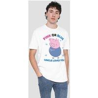 Hasbro Peppa Pig Pink Or Blue Uncle Pig Loves You T-Shirt, White | Size: 5XL