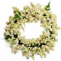 Leaf 55cm Artificial Hanging White Berries Wreath in Green
